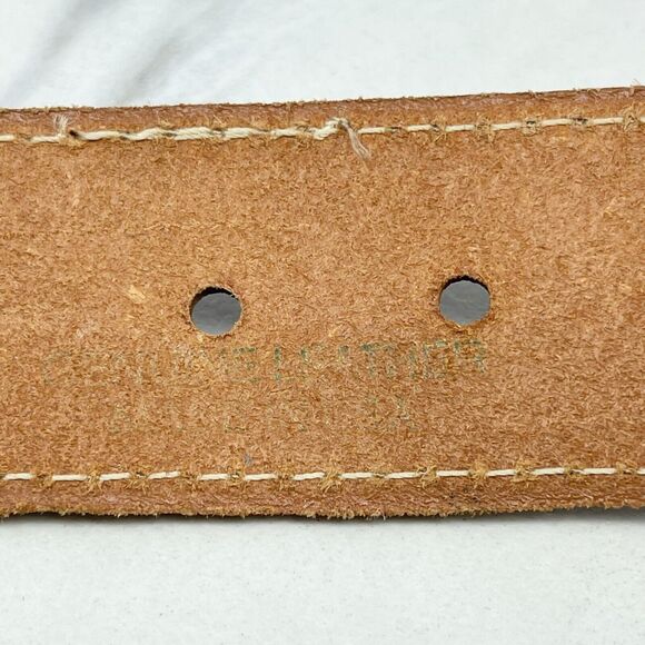 Vintage Blue Braided Woven Belt Brown Leather Trim Small (S) ✨ - Picture 8 of 10